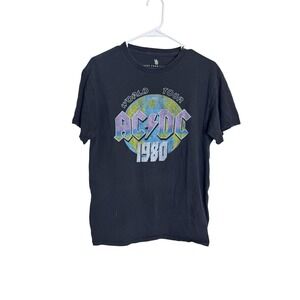 AC/DC Shirt Mens Small 1980 World Tour Band Tee Junk Food Retro‎ Rock Music